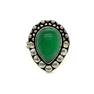 Teardrop Shaped Green Stone Ring
